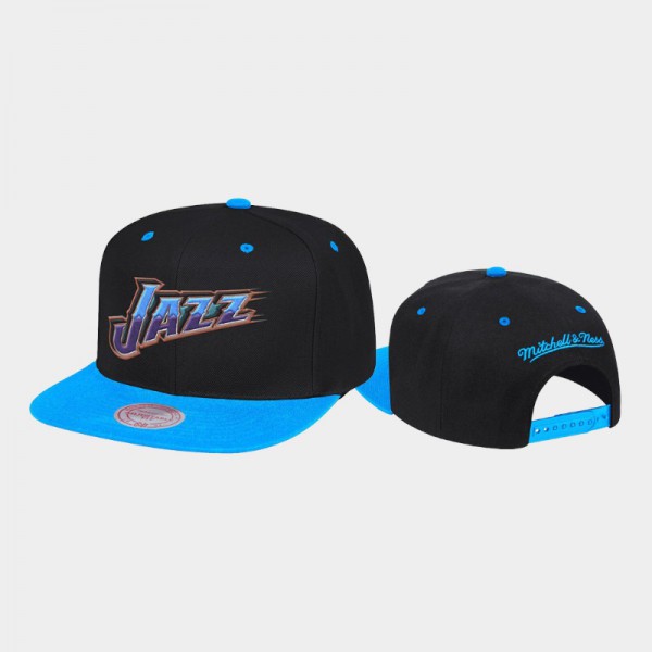 Utah Jazz Men's Reload Hardwood Classics Snapback Hat - Black Light Blue